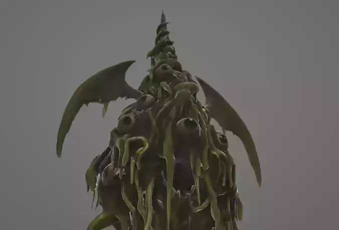 Game-Ready Eldritch Horror Monster Statue 2 Low-poly 3D model