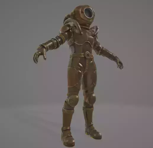 Game-Ready Rigged Deepsea Diver Female Low-poly 3D model