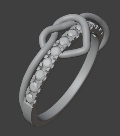 Anillo con microengaste de corazon hecho para oro  3D print model_1