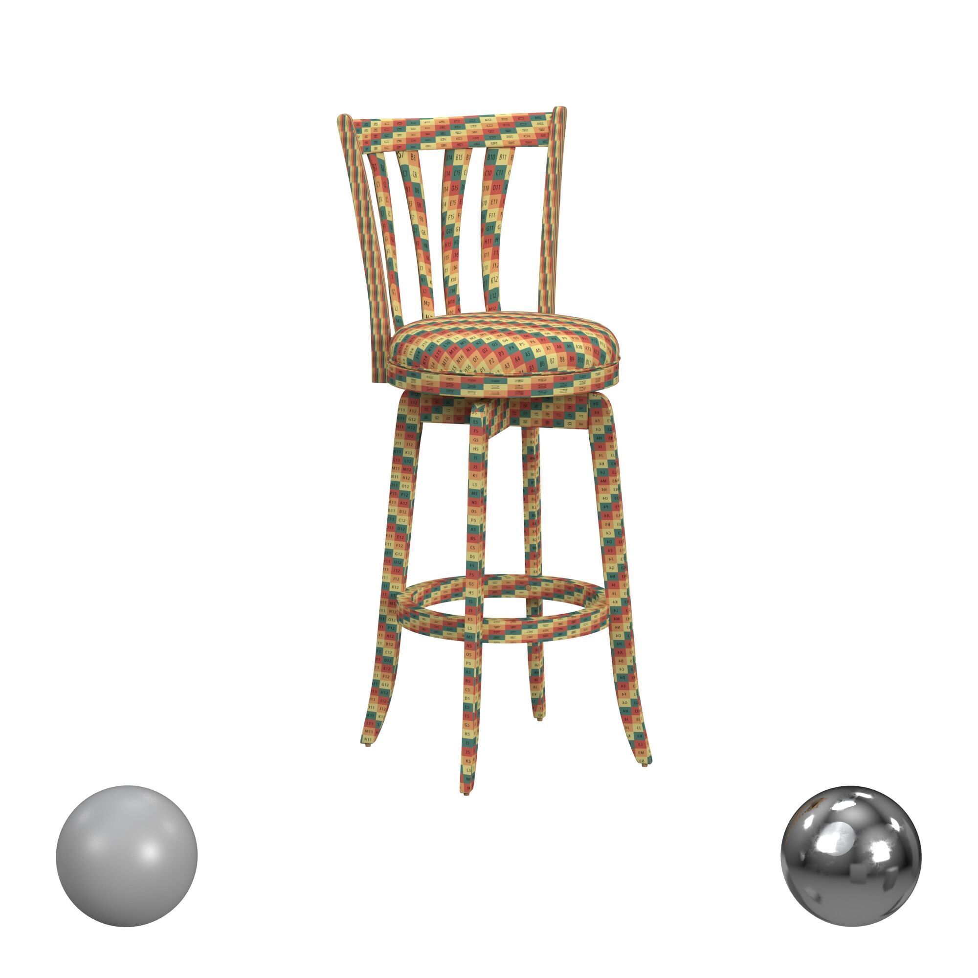 Savana Swivel Bar Height Stool 3D model_2