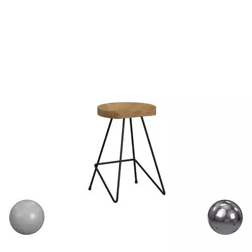 Bar Stool In Metal And Modern Oiled Elm Wood