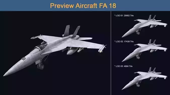 Asset - Army - Aircraft FA 18 Low-poly 3D model