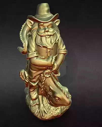 gnome ridding lizzard garden decoration 3D print model