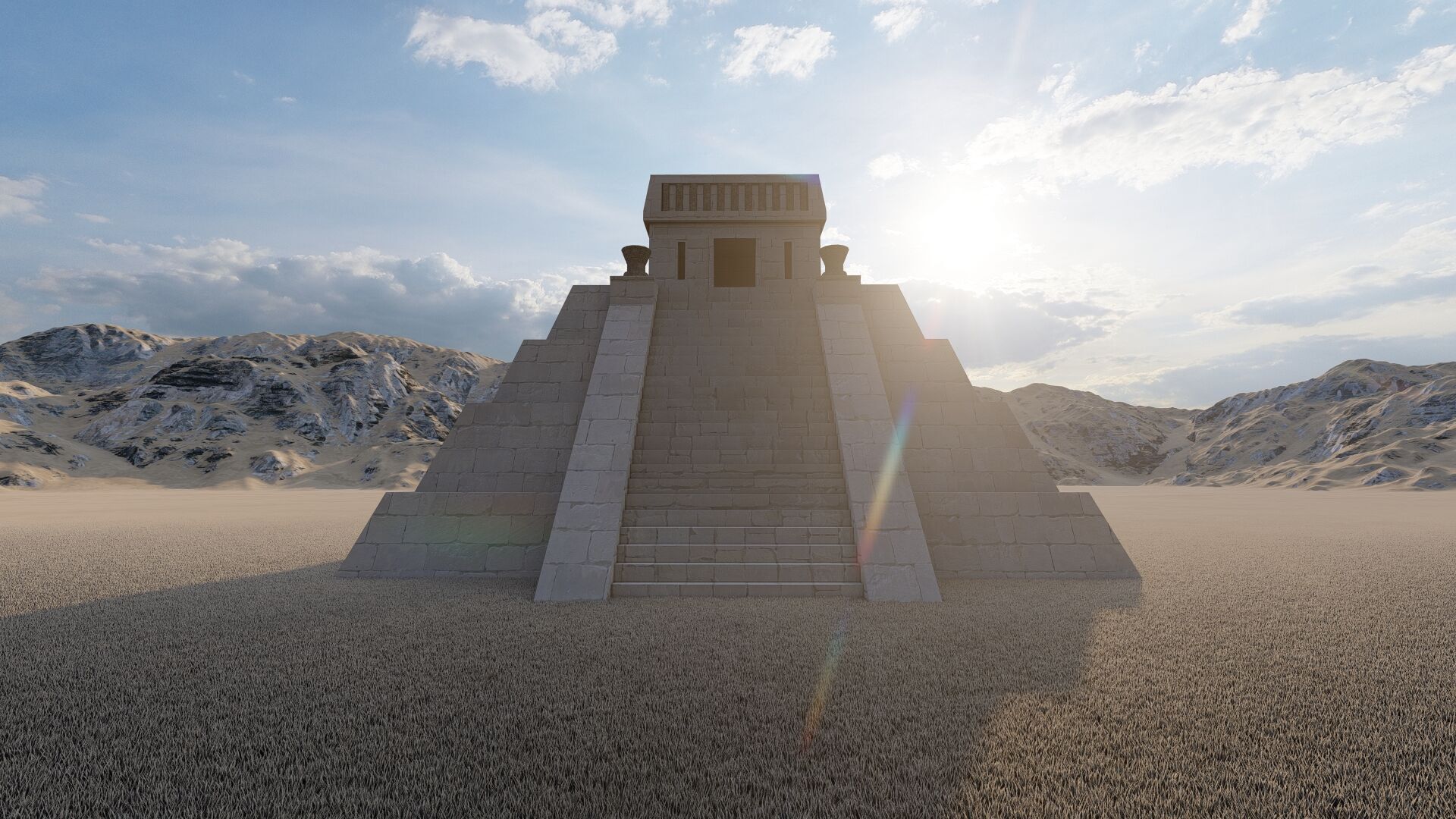 Zigurat ancient pyramid-Ziggurat Temple 3D model_4