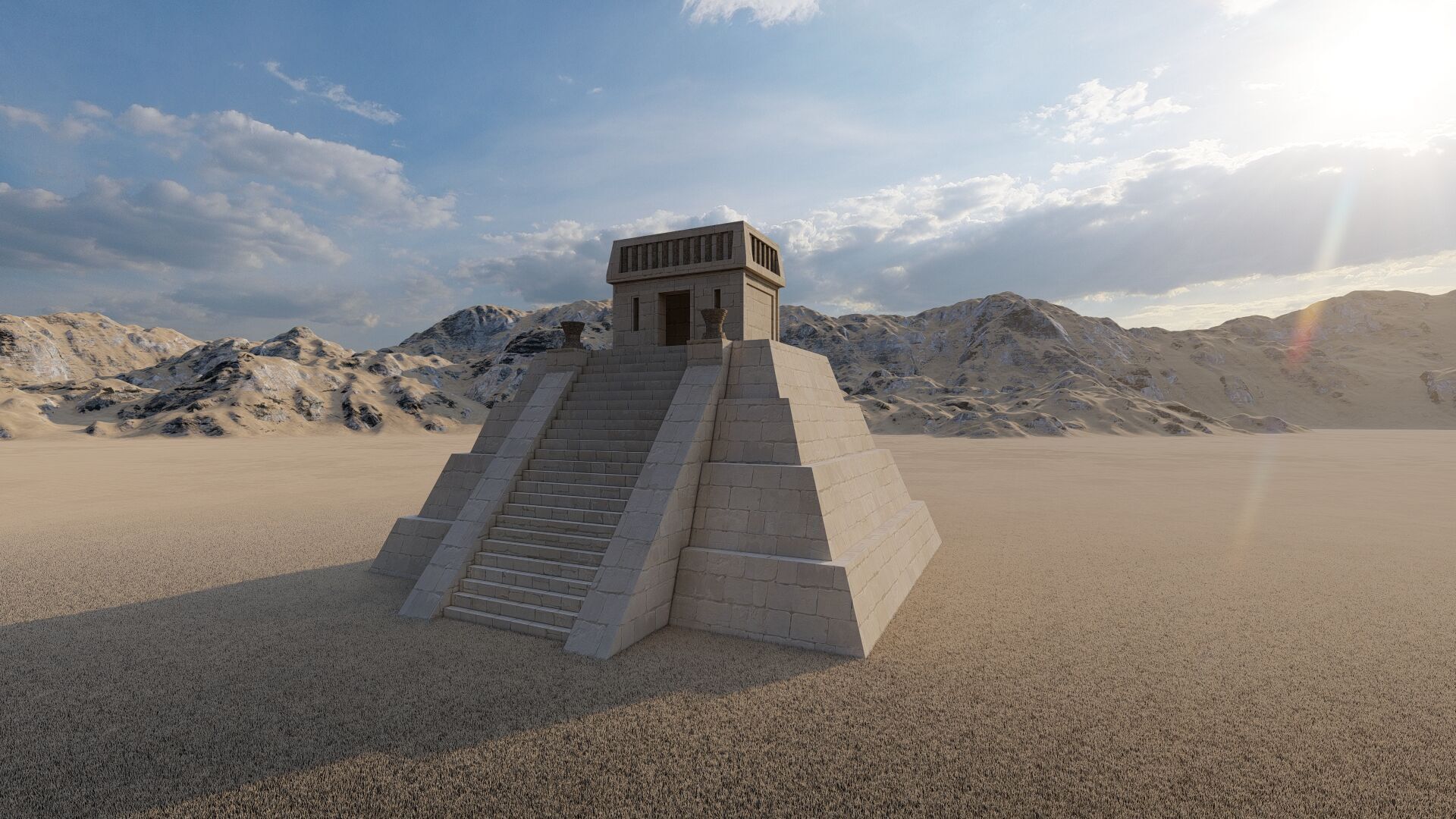 Zigurat ancient pyramid-Ziggurat Temple 3D model_3