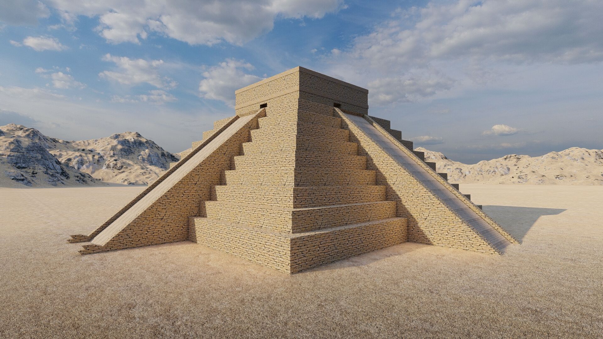 Zigurat ancient pyramid-Ziggurat Temple 3D model_7