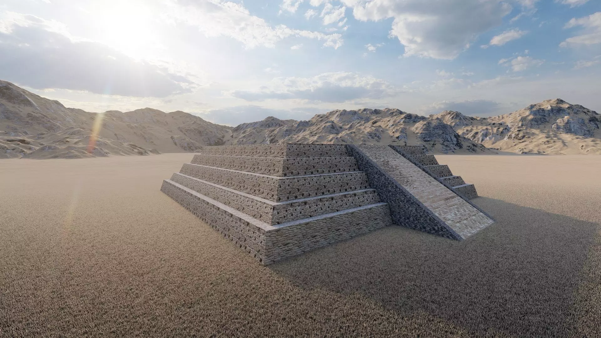 Zigurat ancient pyramid-Ziggurat Temple 3D model_0