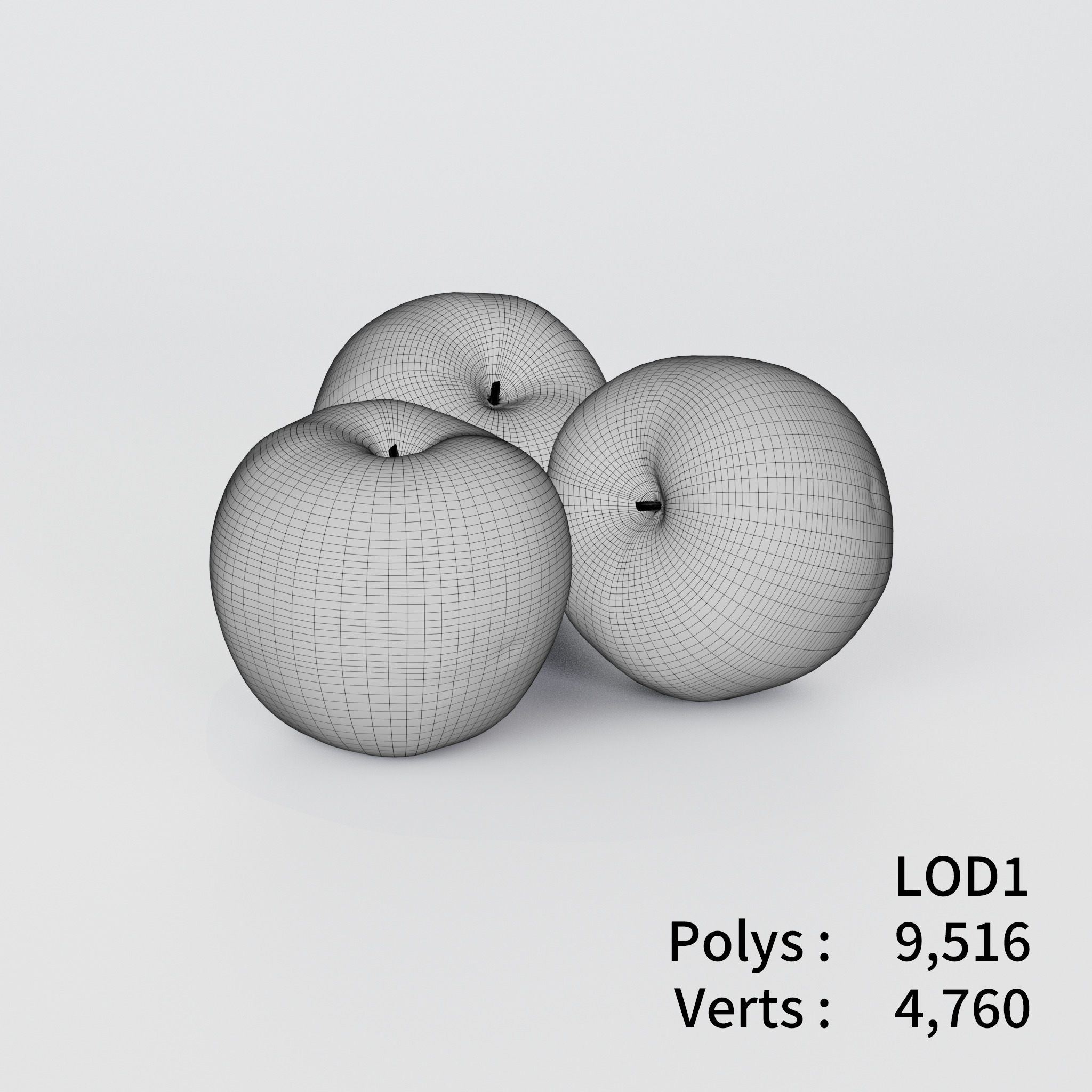 Apple 3D model Low-poly 3D model_3