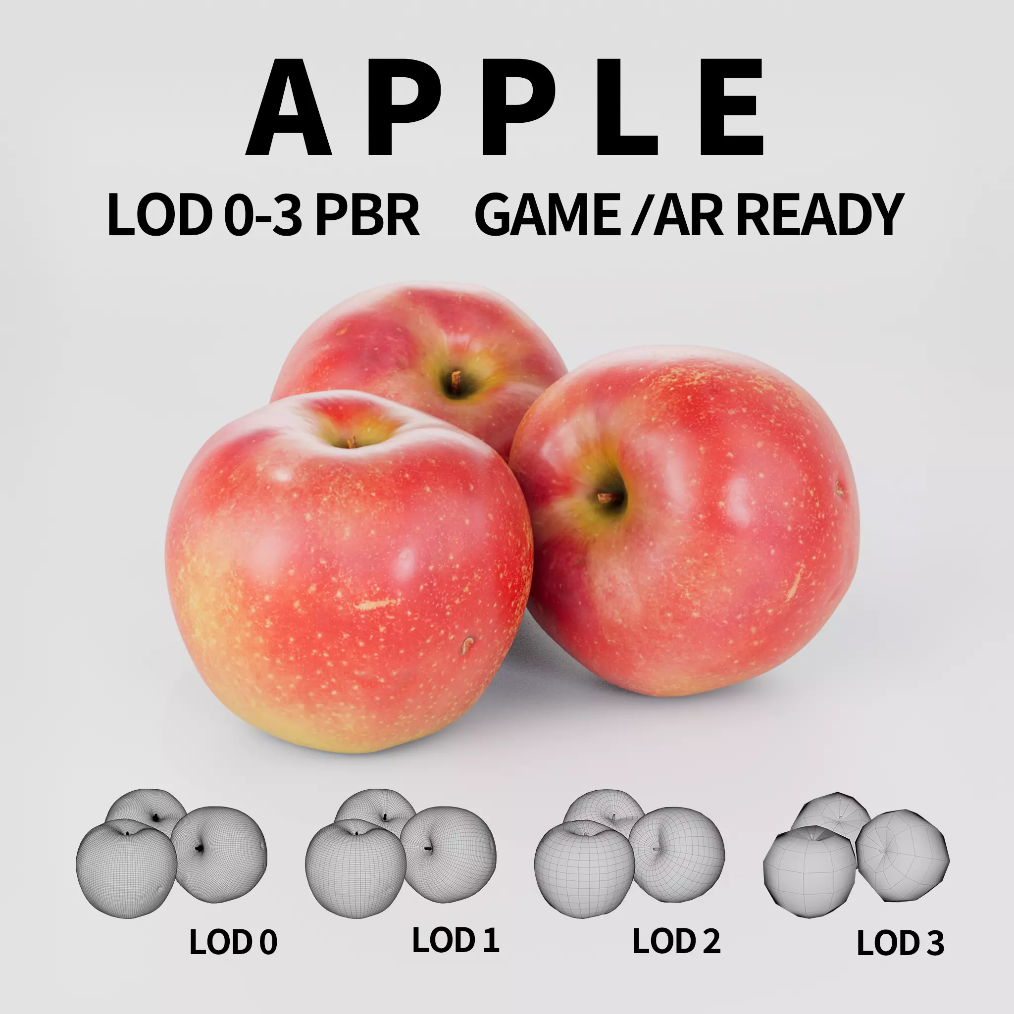 Apple 3D model Low-poly 3D model_0