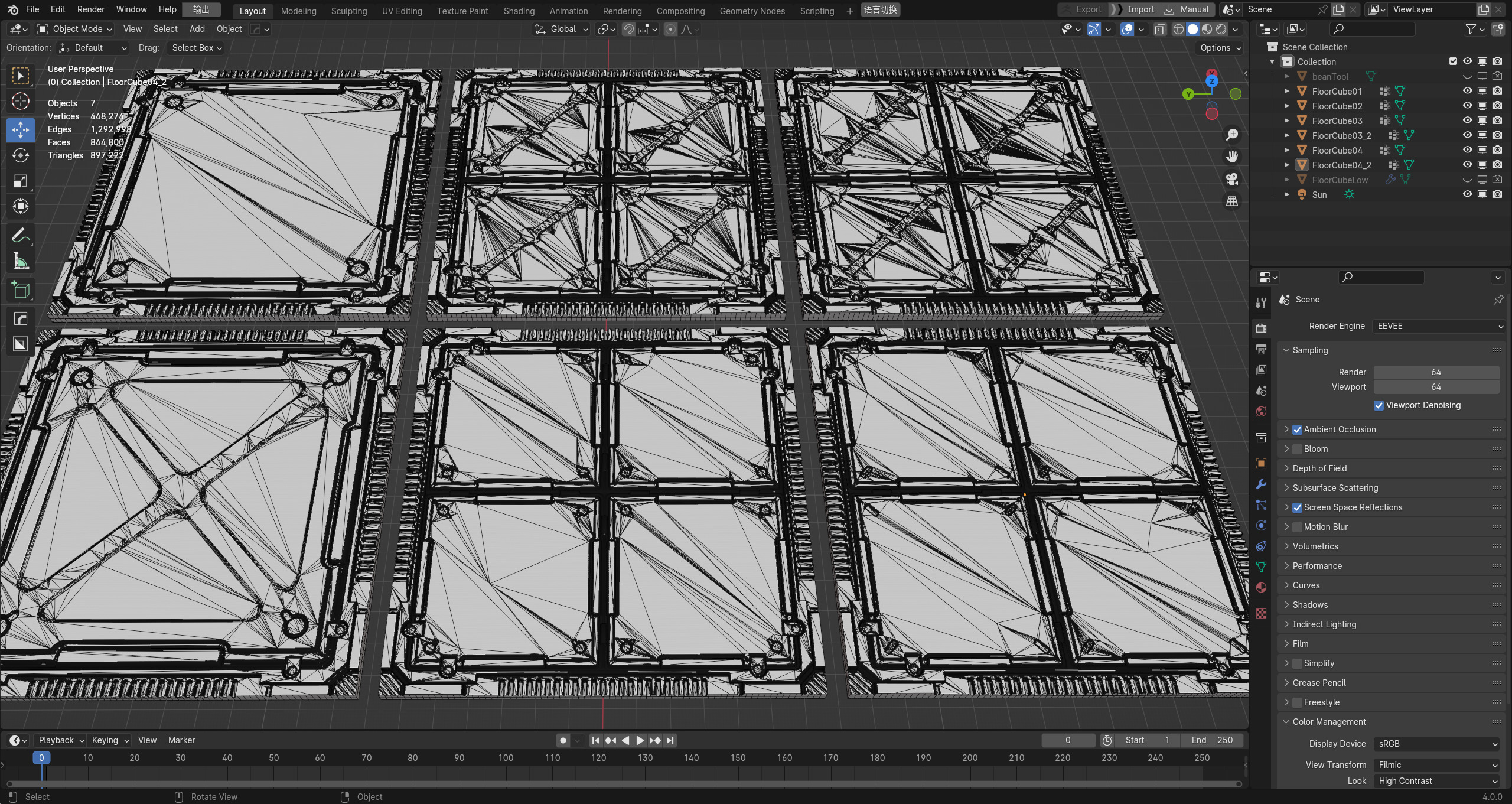 Sci-fi style interior ground deck high model PBR 3D model_7