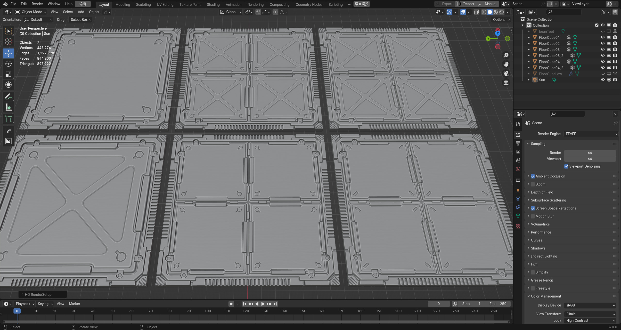 Sci-fi style interior ground deck high model PBR 3D model_4