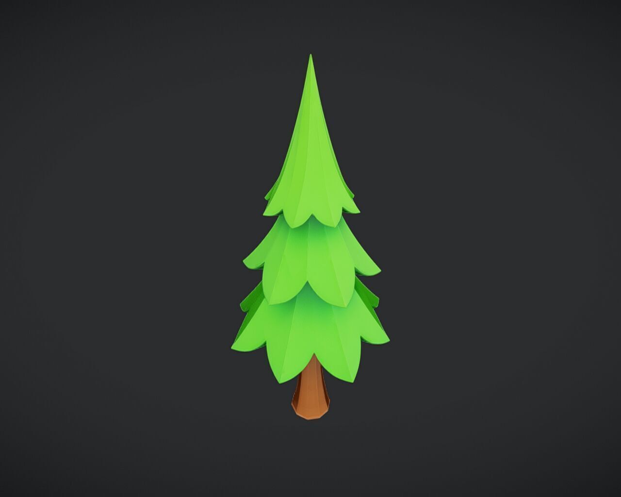 Low-poly cartoon Christmas tree 3D model_1
