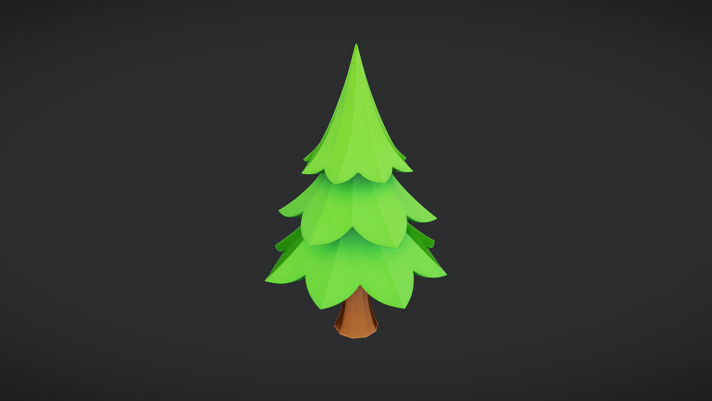 Low-poly cartoon Christmas tree 3D model_5