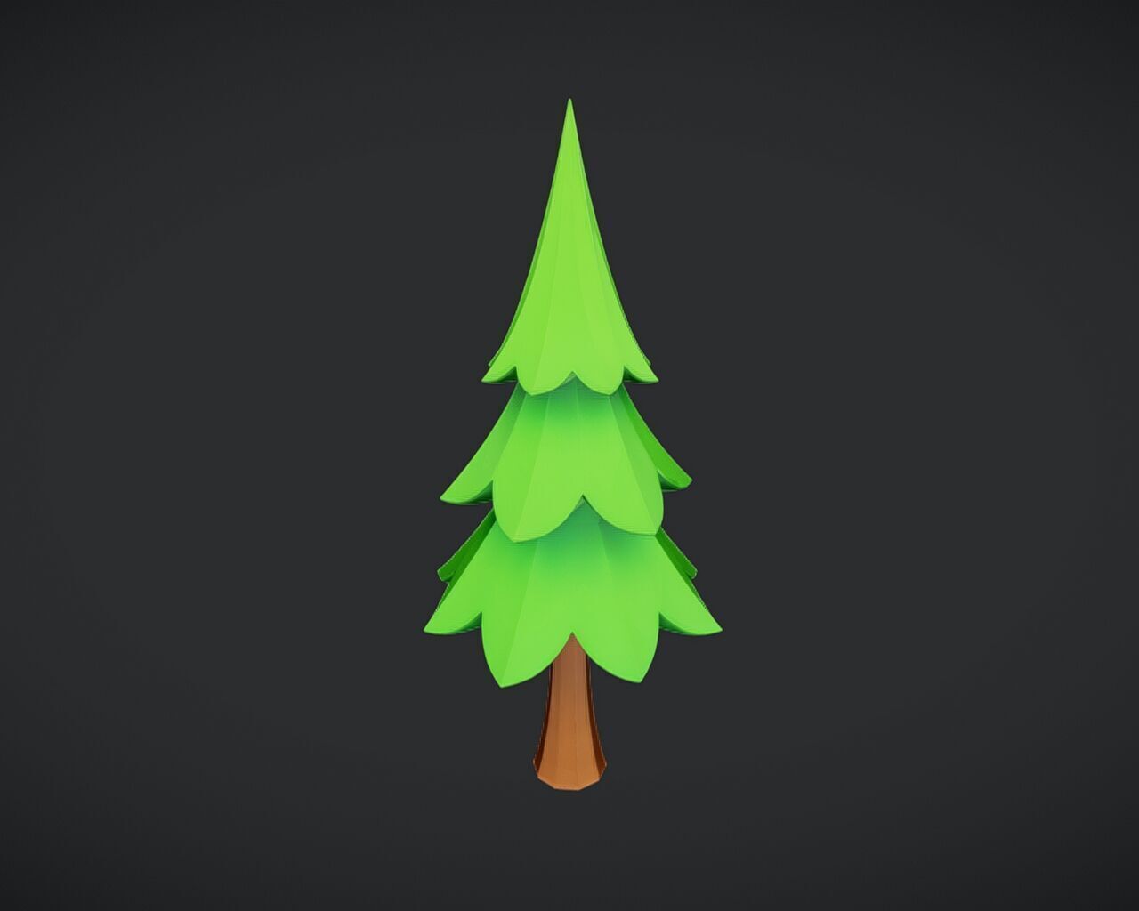Low-poly cartoon Christmas tree 3D model_3