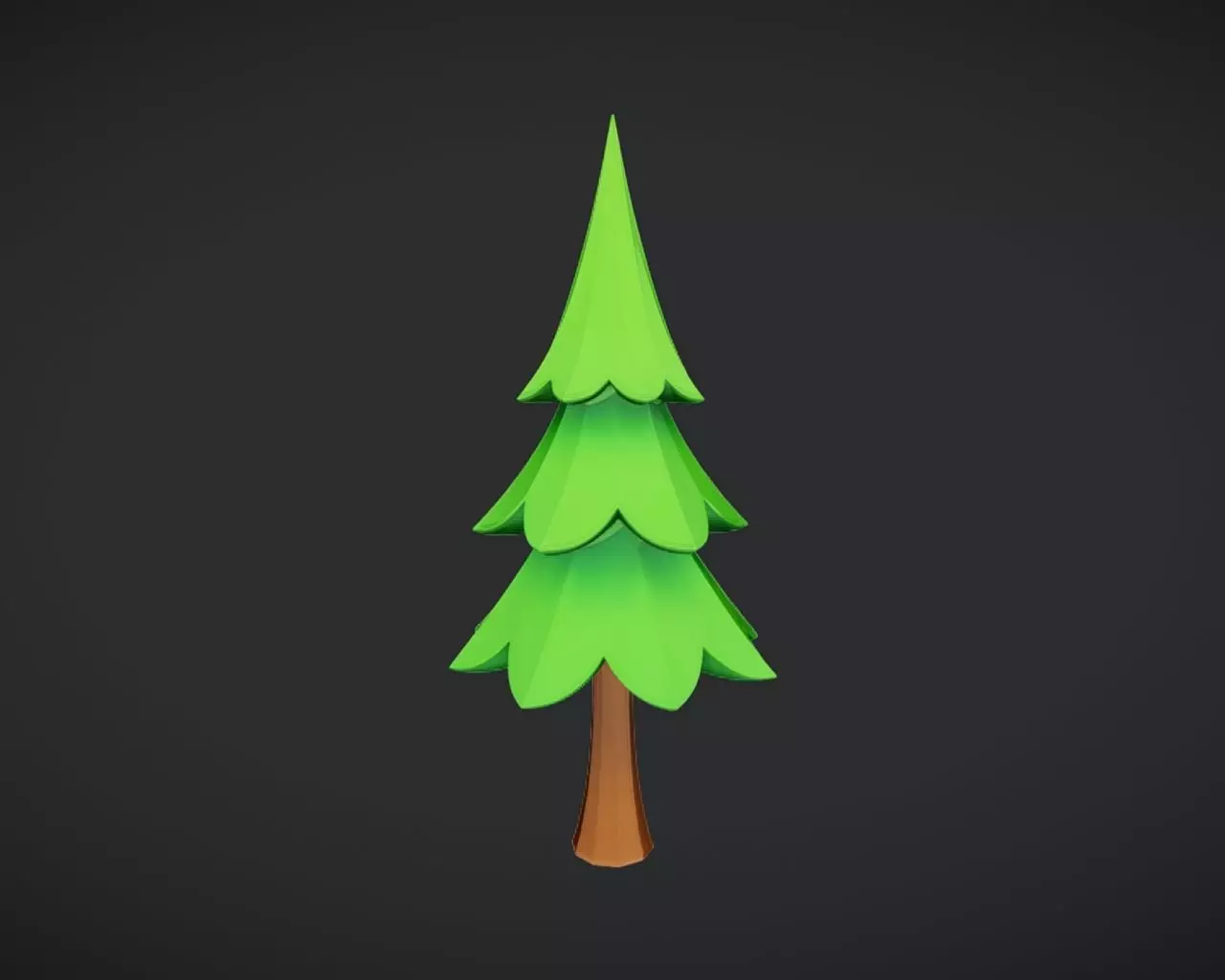 Low-poly cartoon Christmas tree 3D model_0