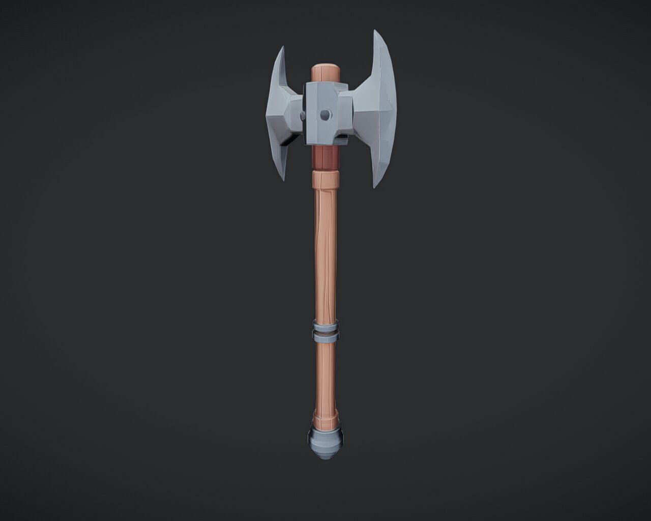 fantasy double-headed axe 3D model_1
