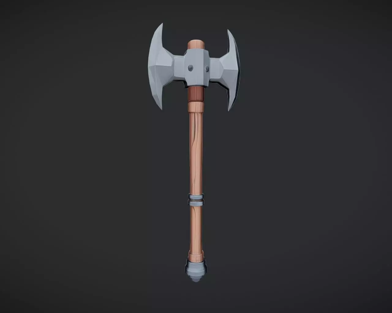 fantasy double-headed axe 3D model_0