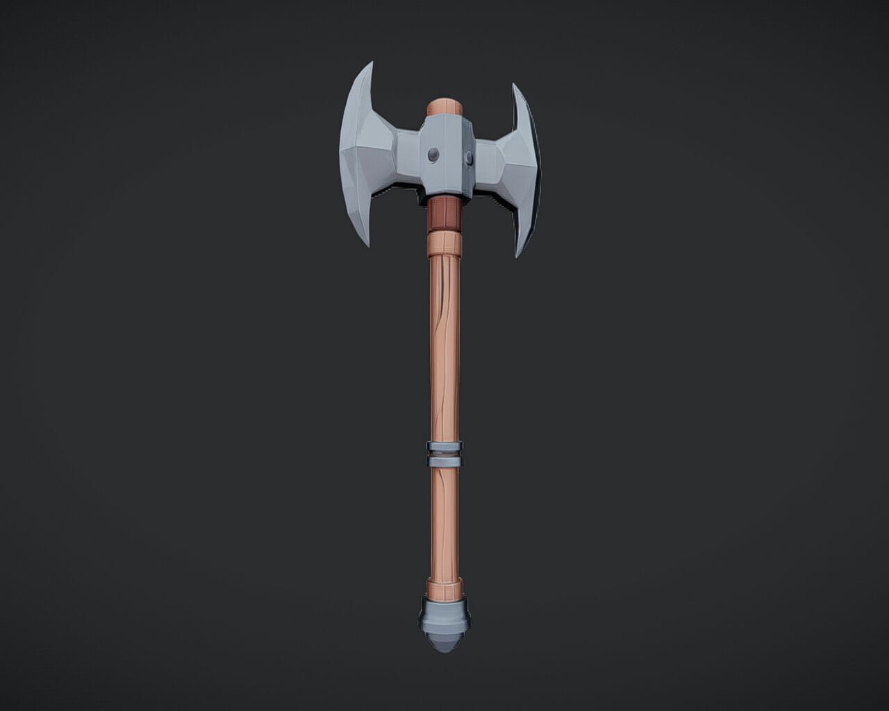 fantasy double-headed axe 3D model_3