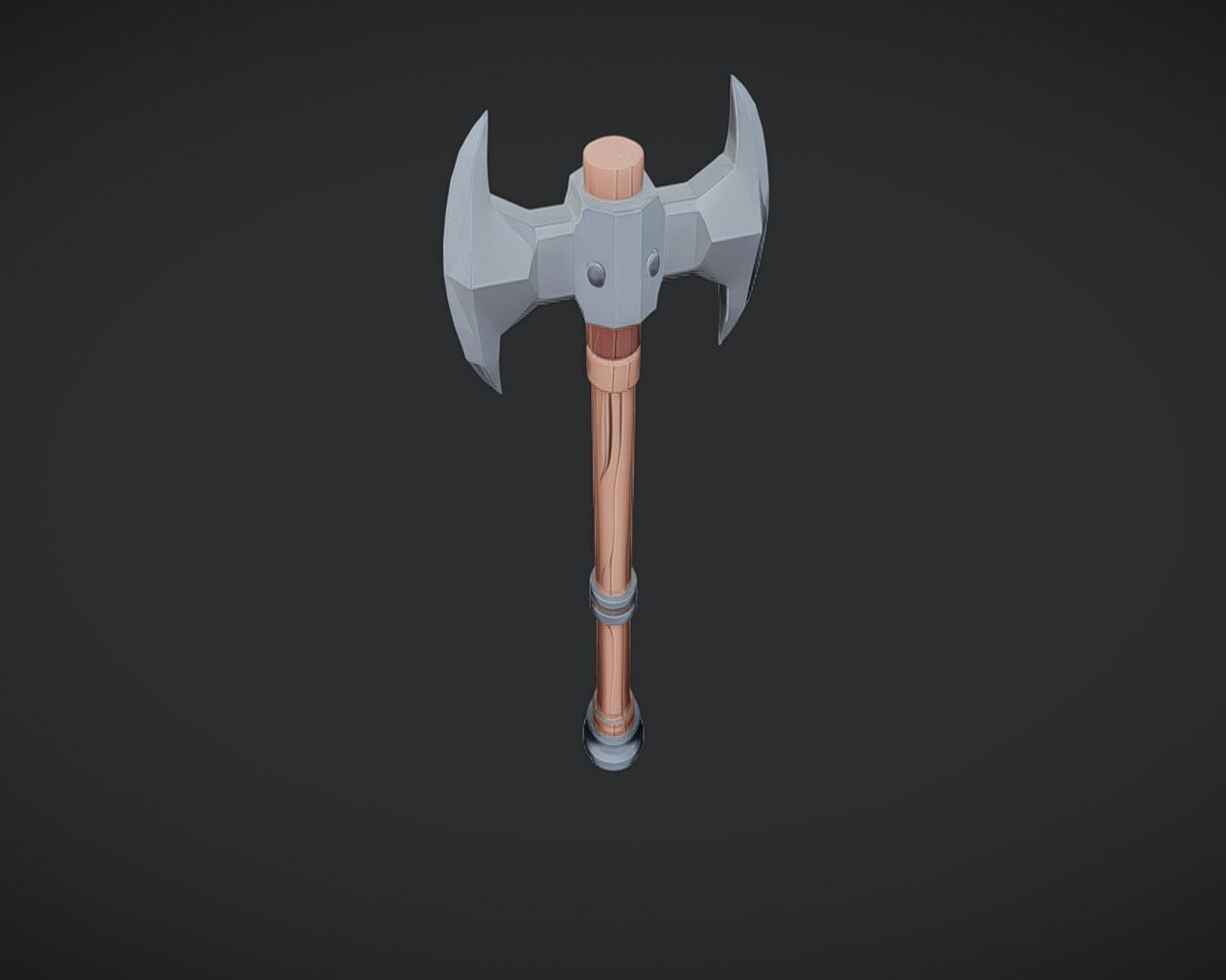 fantasy double-headed axe 3D model_2