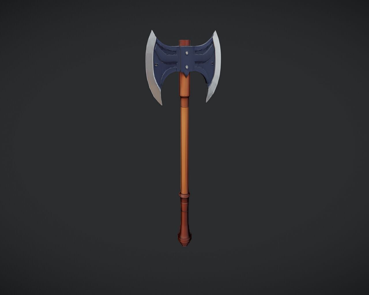double-headed battle axe 3D model_2