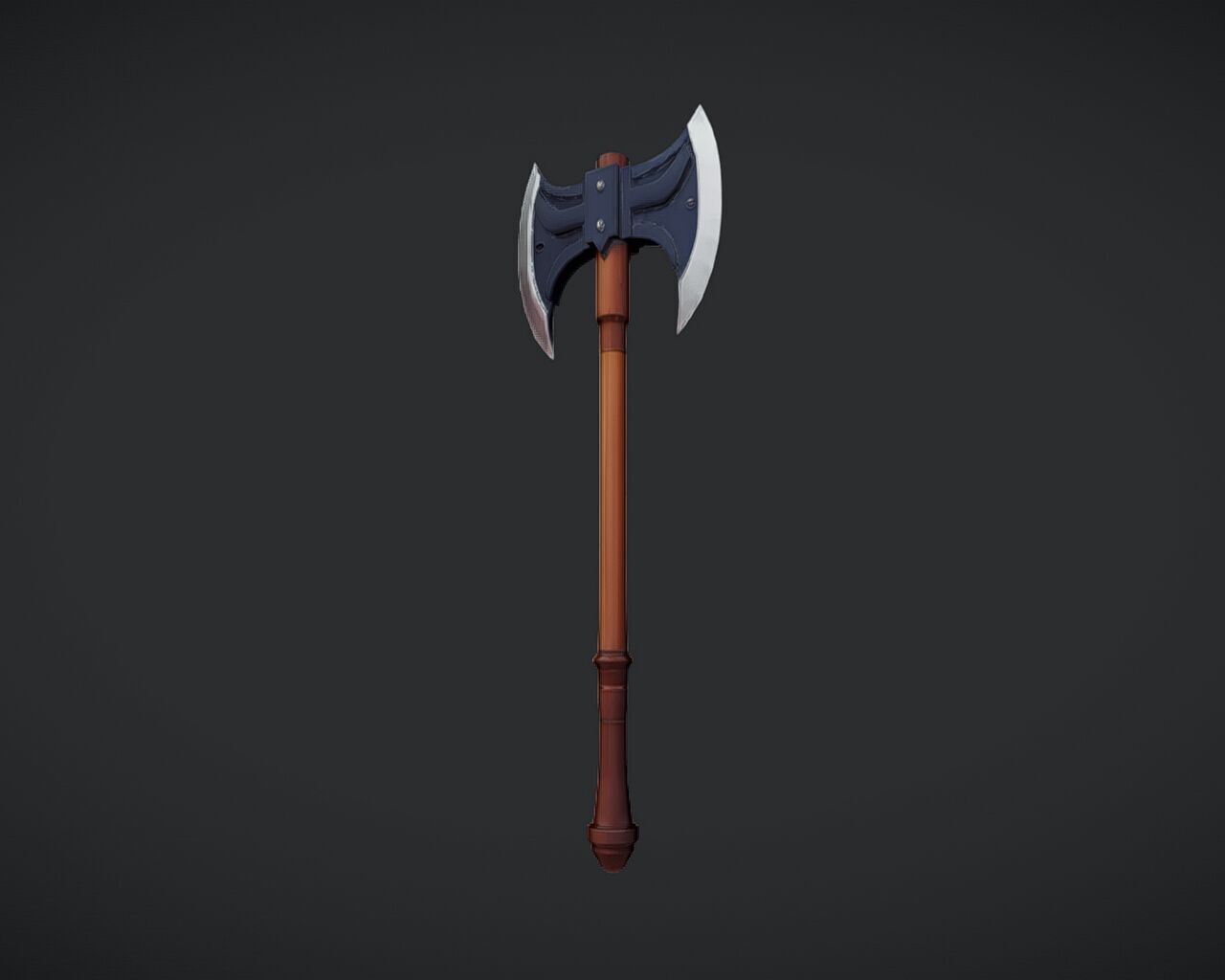 double-headed battle axe 3D model_1