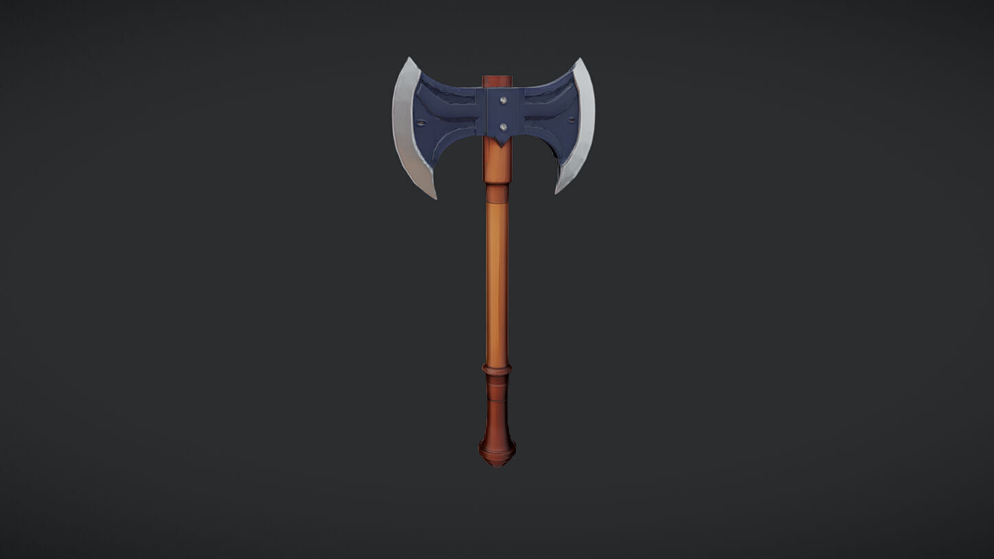 double-headed battle axe 3D model_5