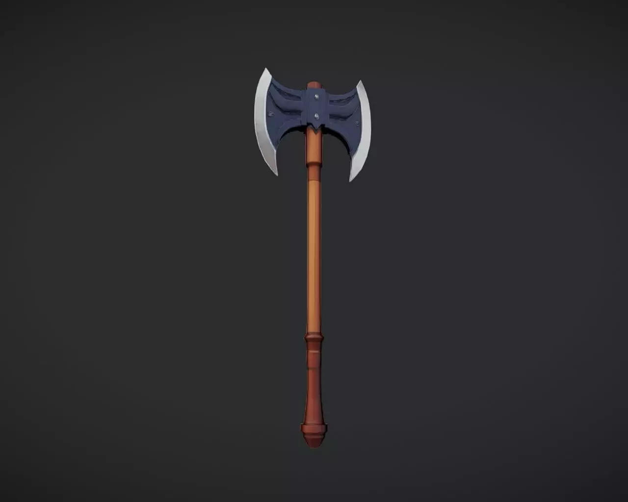 double-headed battle axe 3D model_0