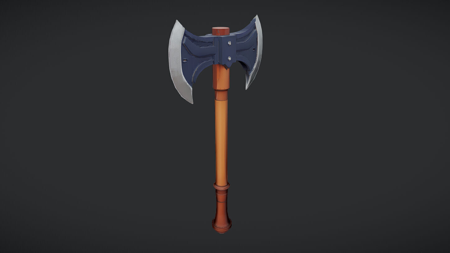 double-headed battle axe 3D model_6