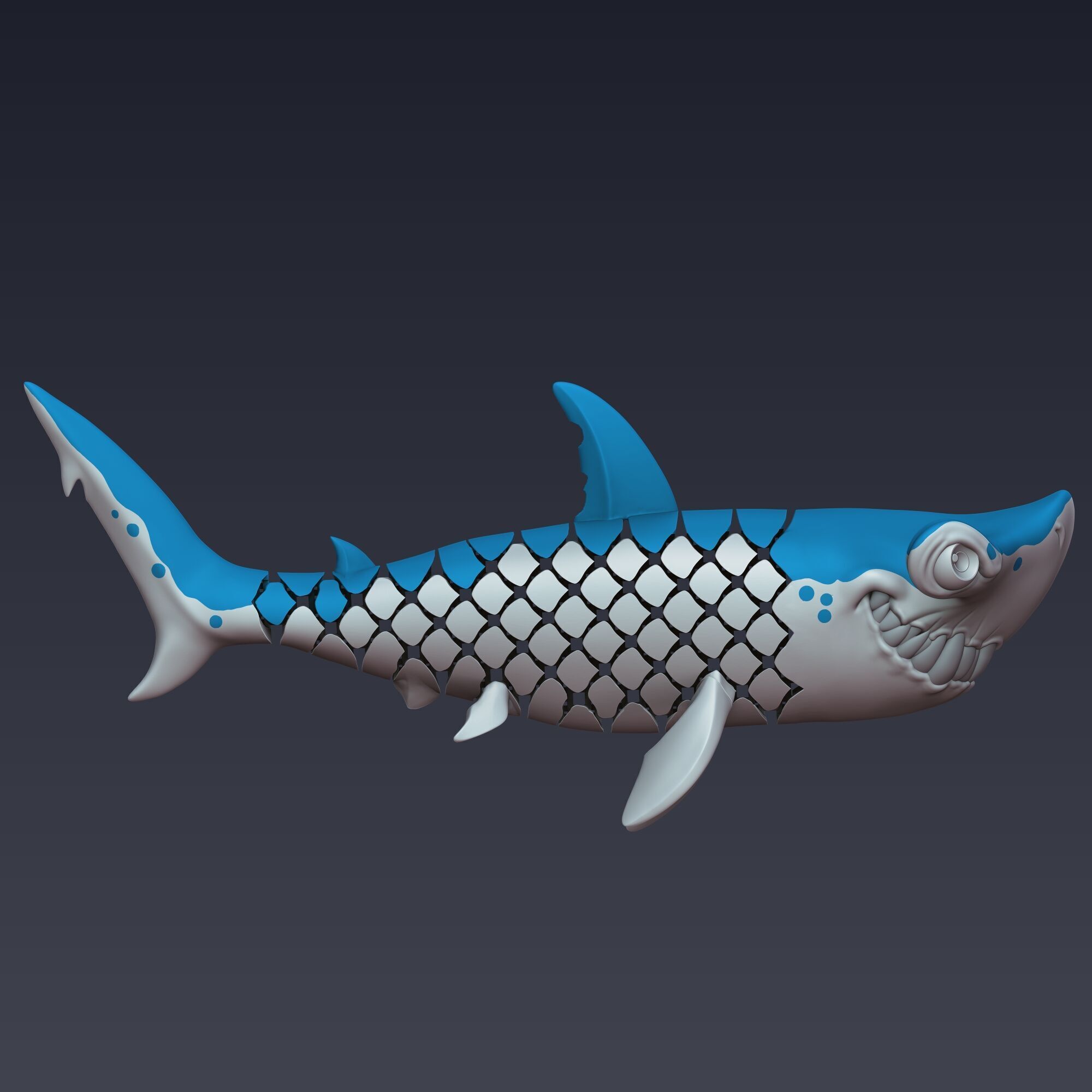 Hammerhead Shark Articulated 3D print model_2
