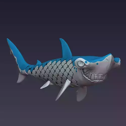 Hammerhead Shark Articulated 3D print model