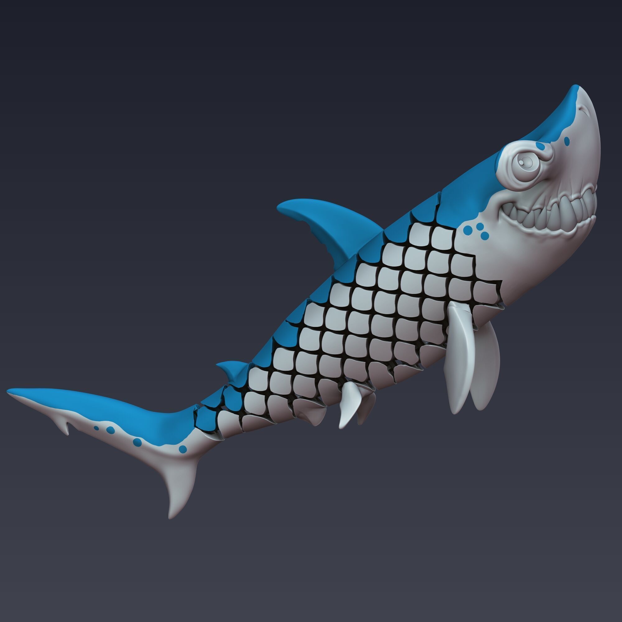 Hammerhead Shark Articulated 3D print model_8