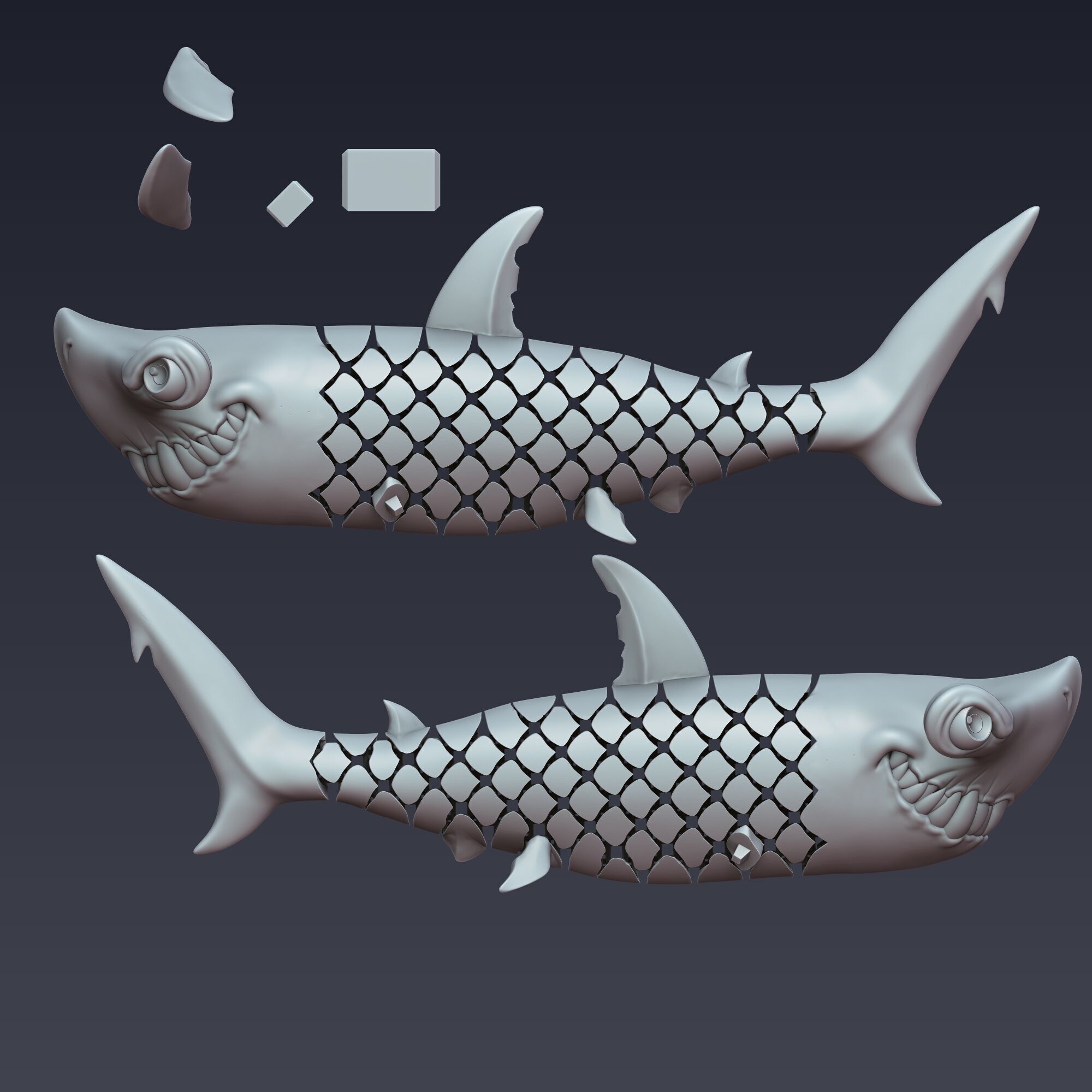 Hammerhead Shark Articulated 3D print model_10