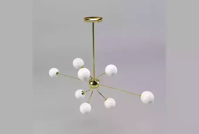 Gold Modern Chandeliers with White Globe Glass Shade Low-poly 3D model