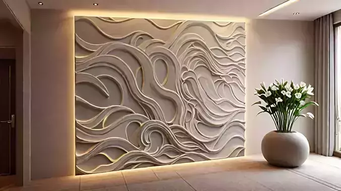 modern panel wall decor set relief stl mural CNC 182