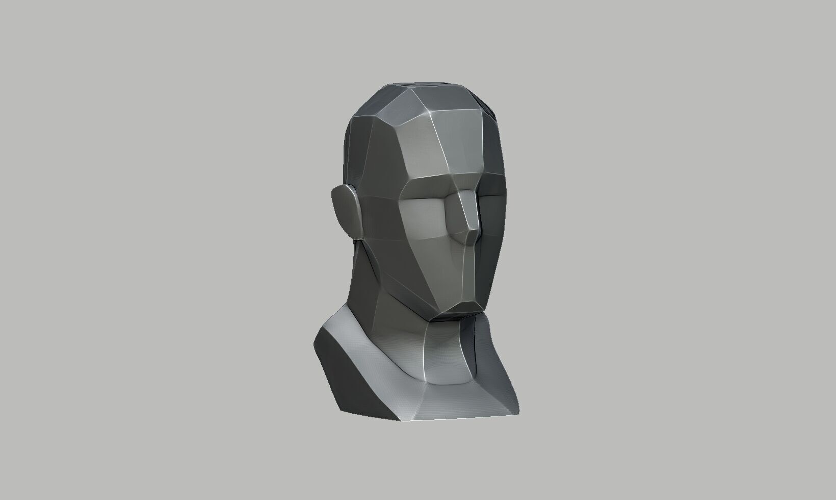 Low-poly head headphone Stand Cyborg Headset Stand 3D print model_4