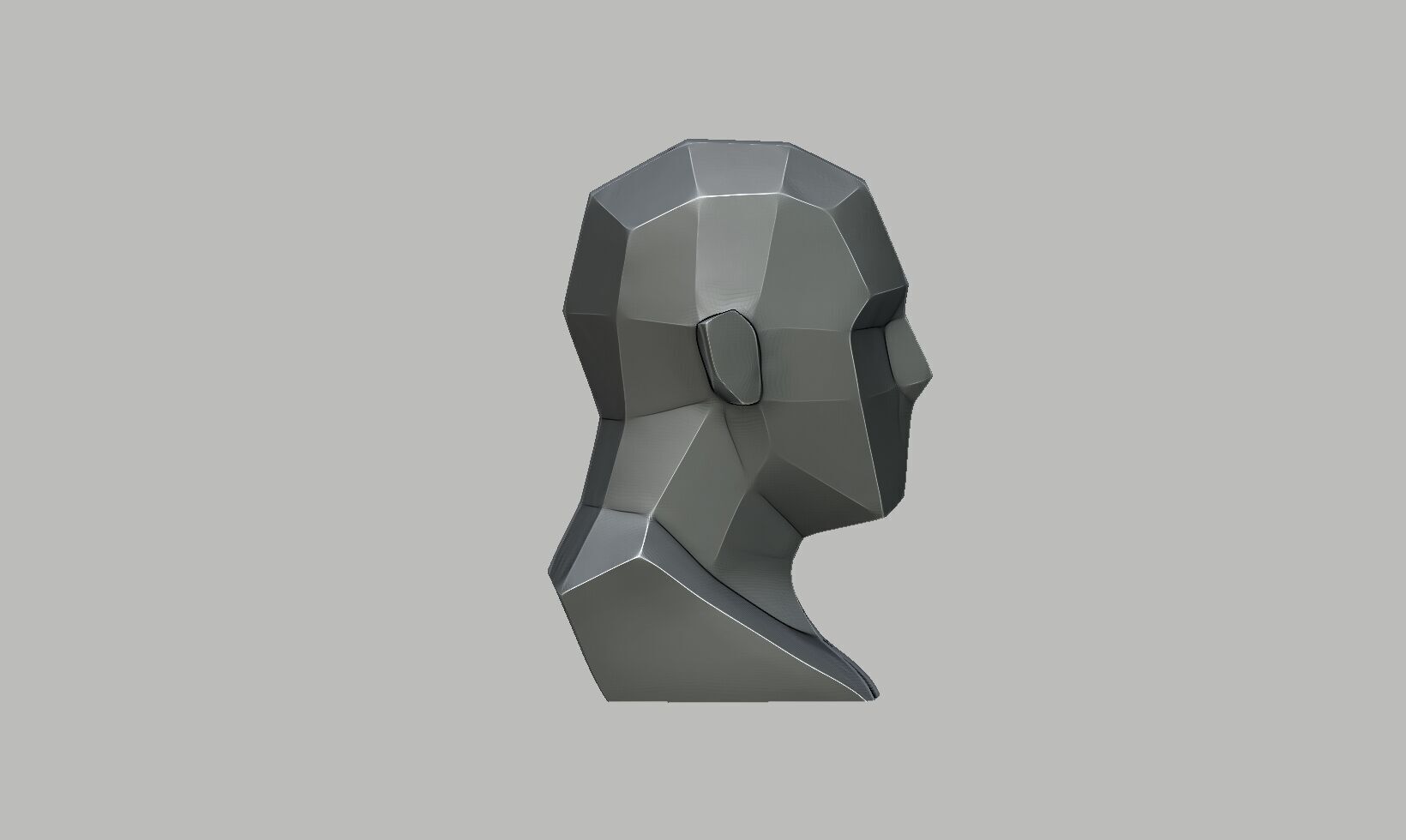 Low-poly head headphone Stand Cyborg Headset Stand 3D print model_6