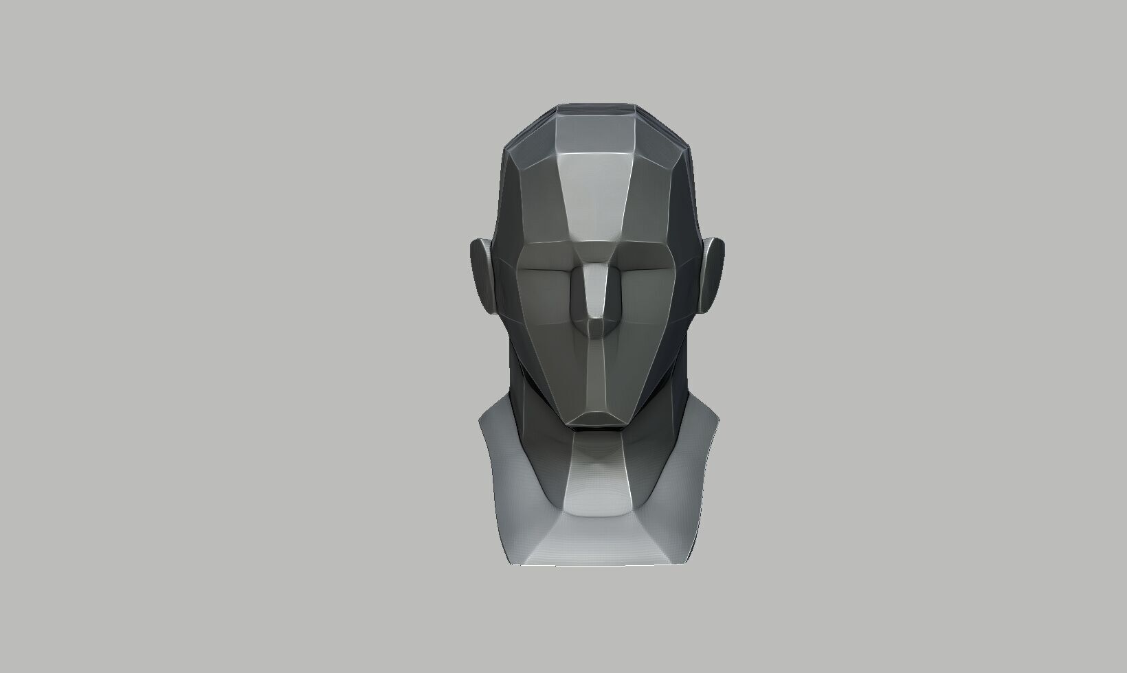 Low-poly head headphone Stand Cyborg Headset Stand 3D print model_9