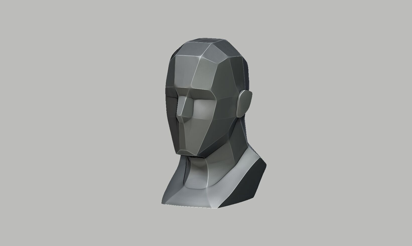 Low-poly head headphone Stand Cyborg Headset Stand 3D print model_8