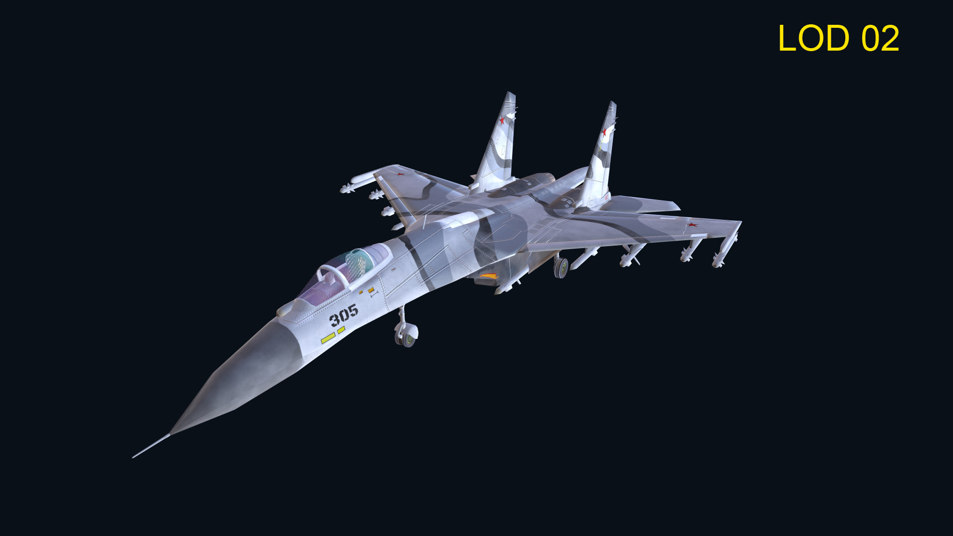 Asset - Army - Aircraft - Su 27 Low-poly 3D model_6