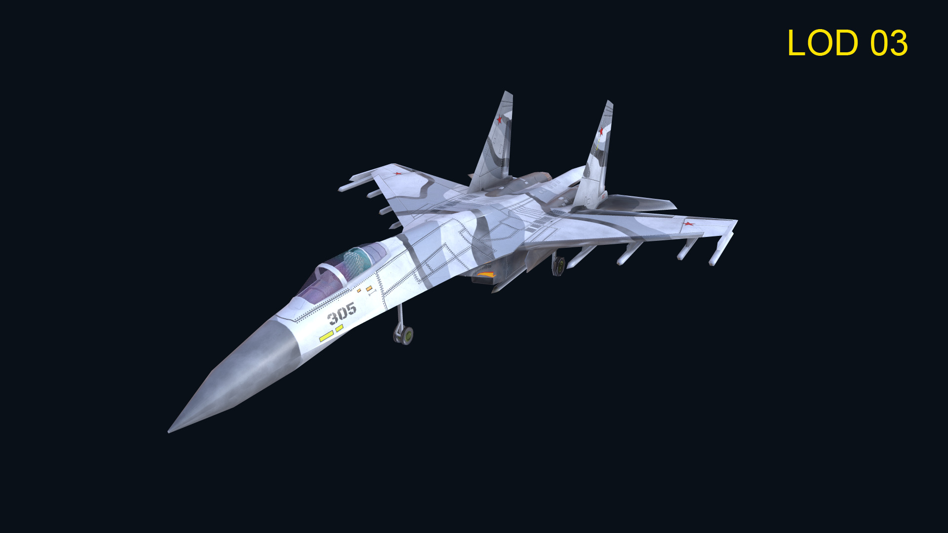 Asset - Army - Aircraft - Su 27 Low-poly 3D model_10