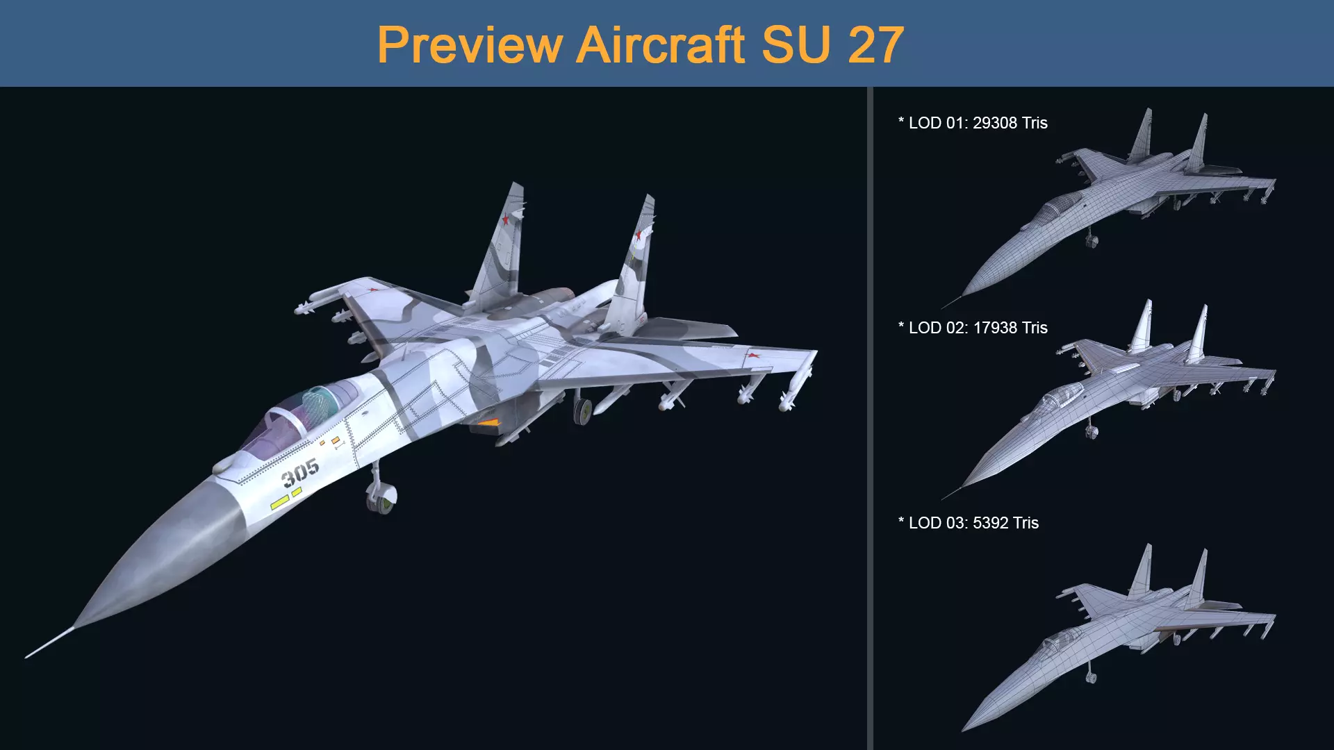 Asset - Army - Aircraft - Su 27 Low-poly 3D model_0
