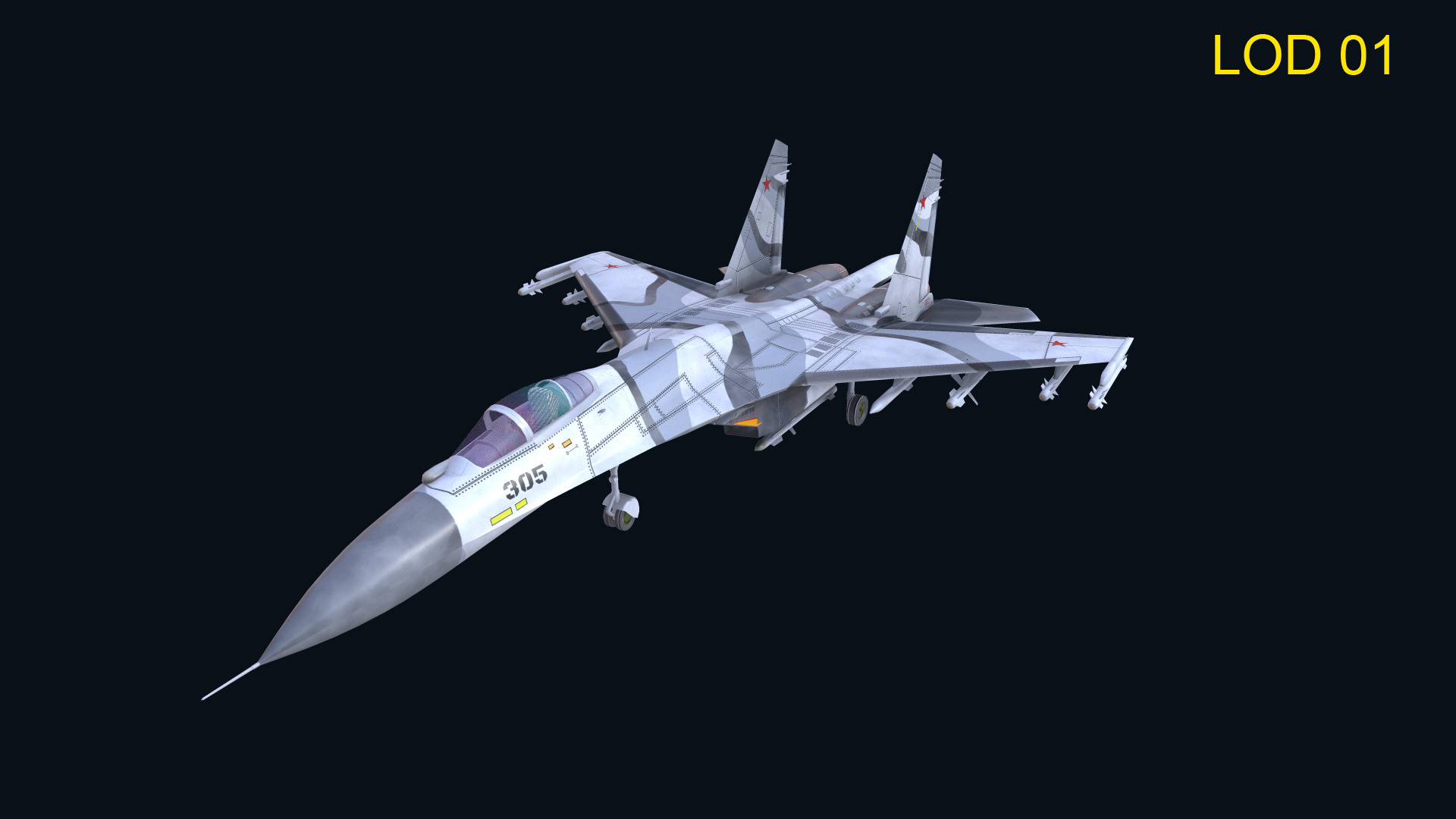 Asset - Army - Aircraft - Su 27 Low-poly 3D model_2
