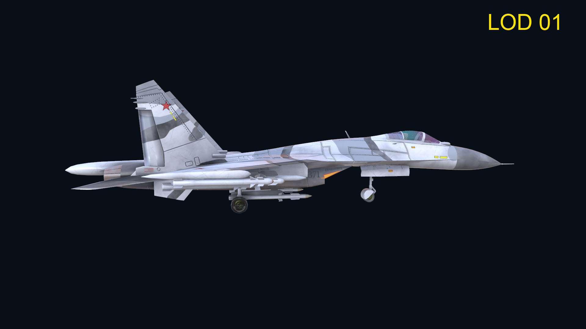 Asset - Army - Aircraft - Su 27 Low-poly 3D model_4