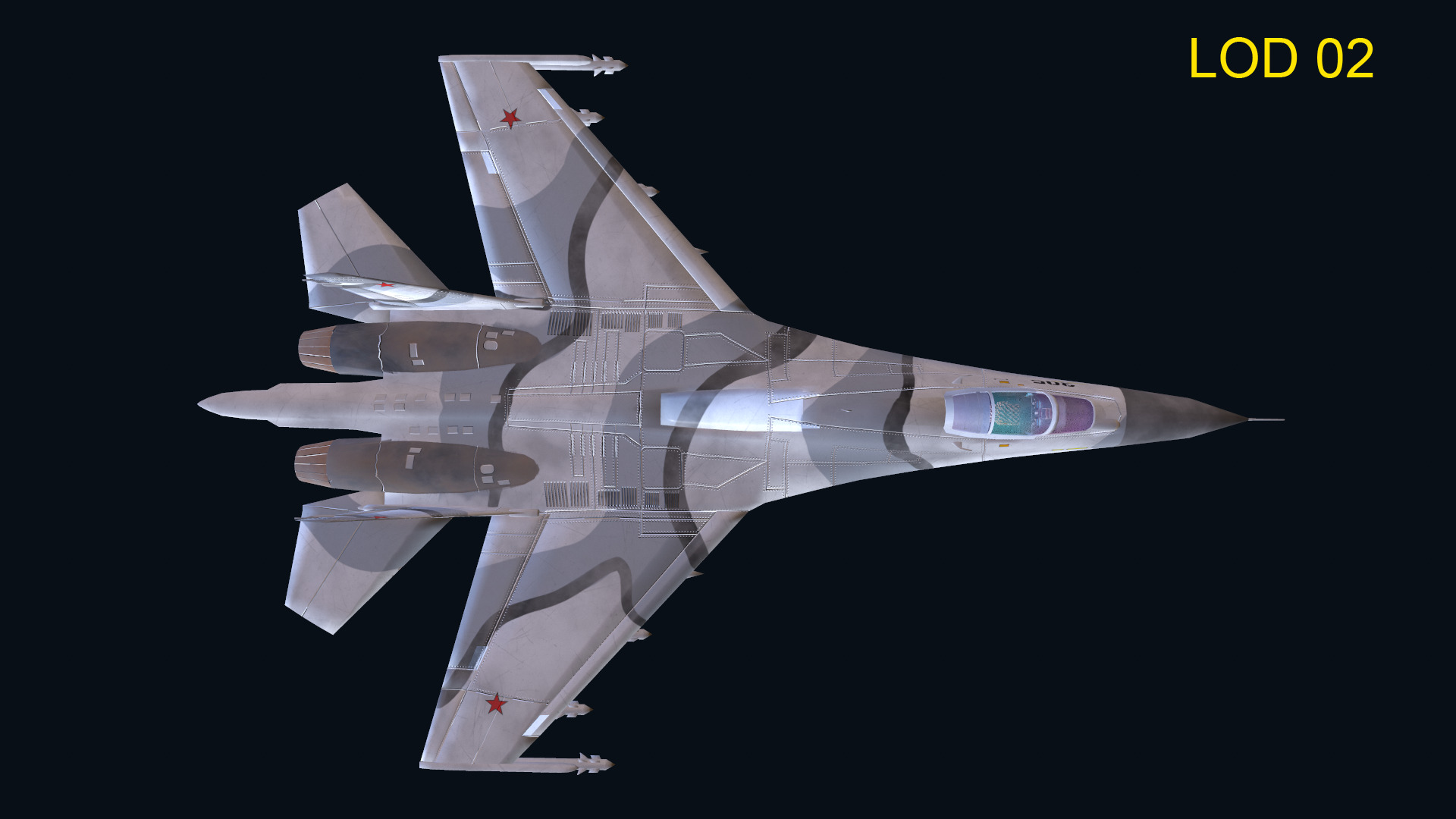 Asset - Army - Aircraft - Su 27 Low-poly 3D model_9