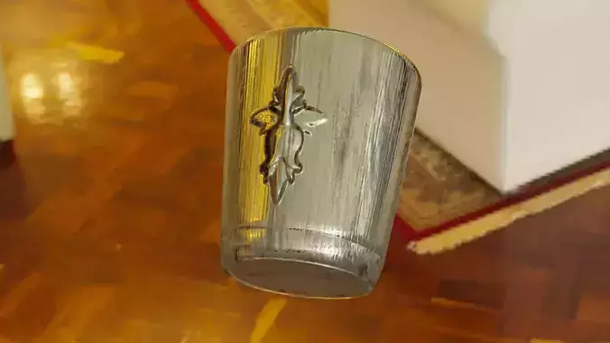Cup collection with damaged metal surface and other materials