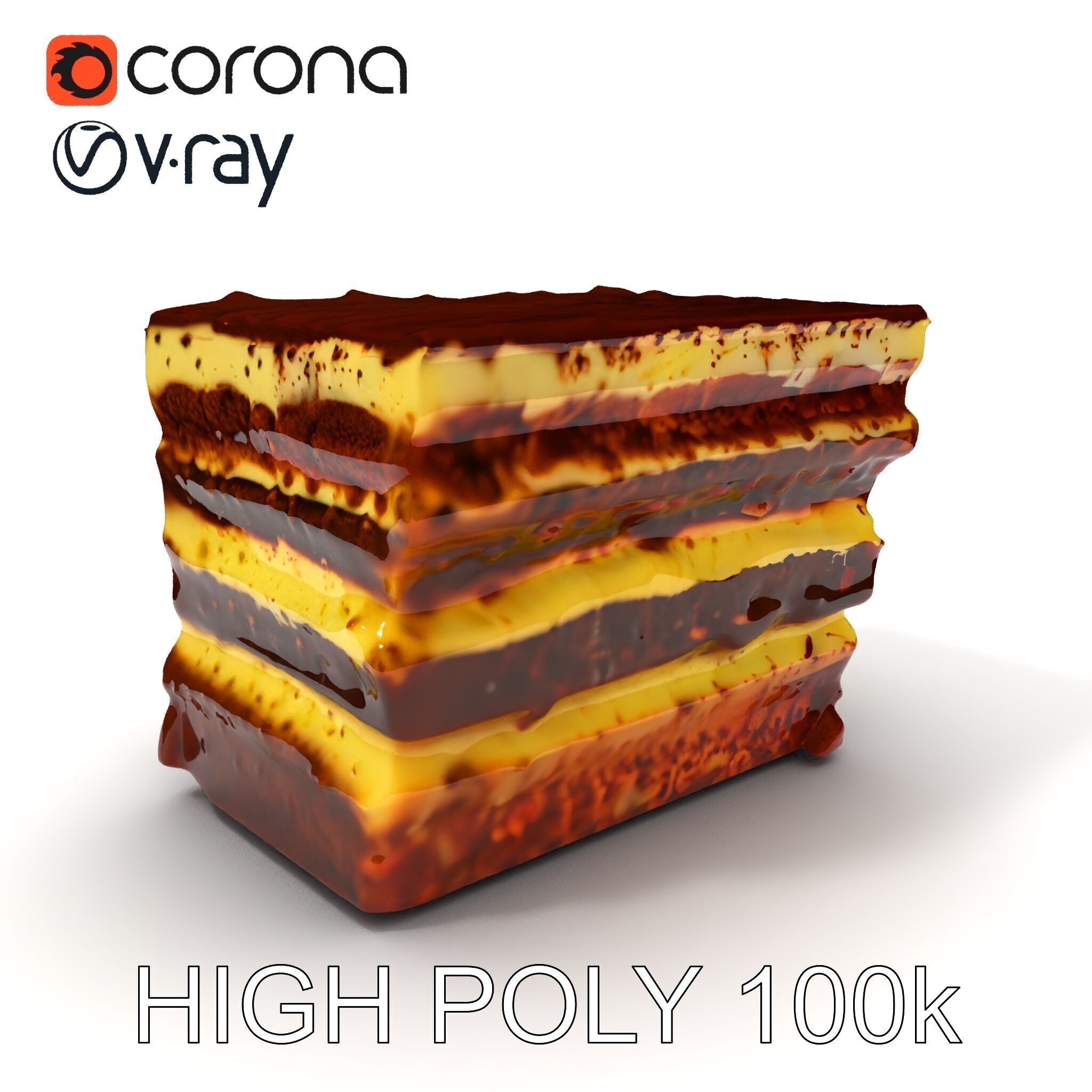 Tiramisu Dessert Layered Cake model pack Low-poly 3D model_14