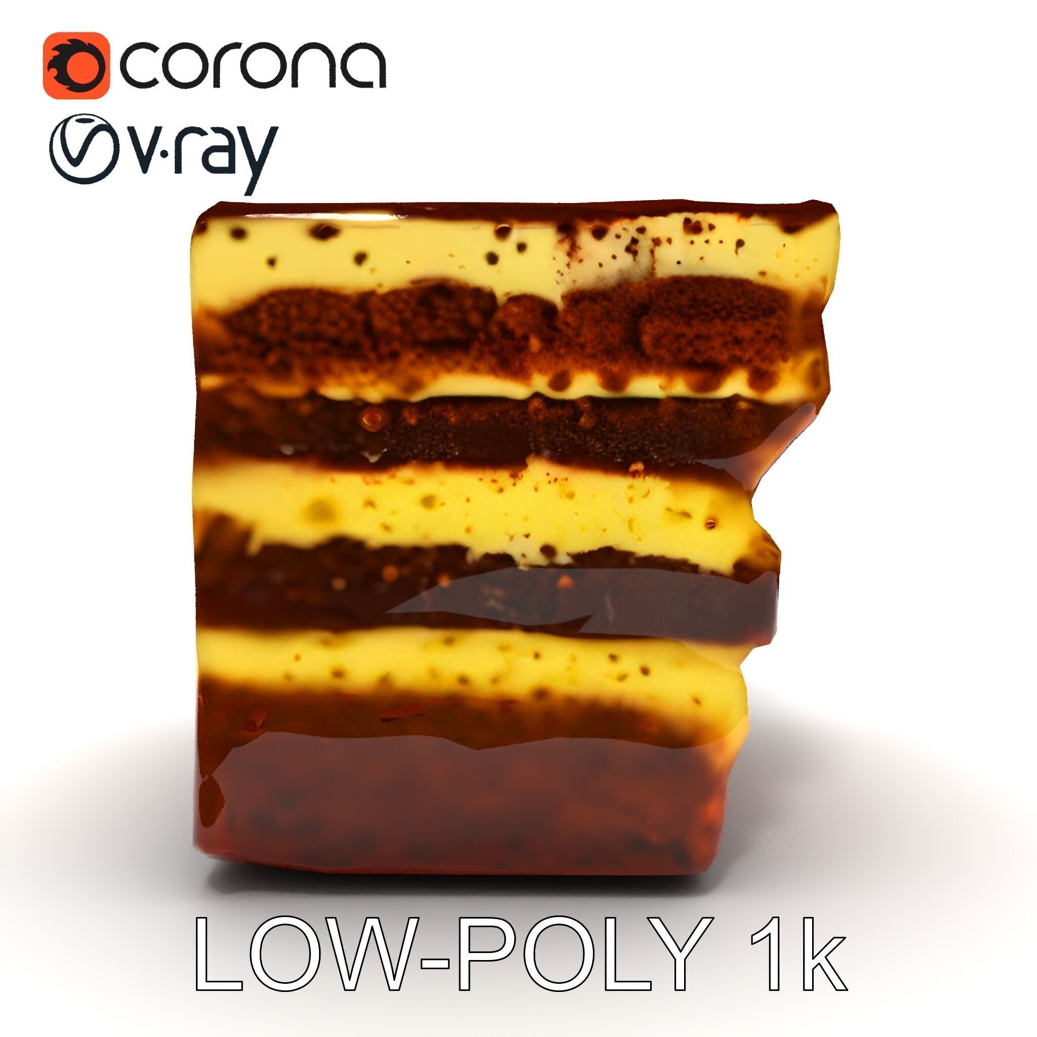 Tiramisu Dessert Layered Cake model pack Low-poly 3D model_3