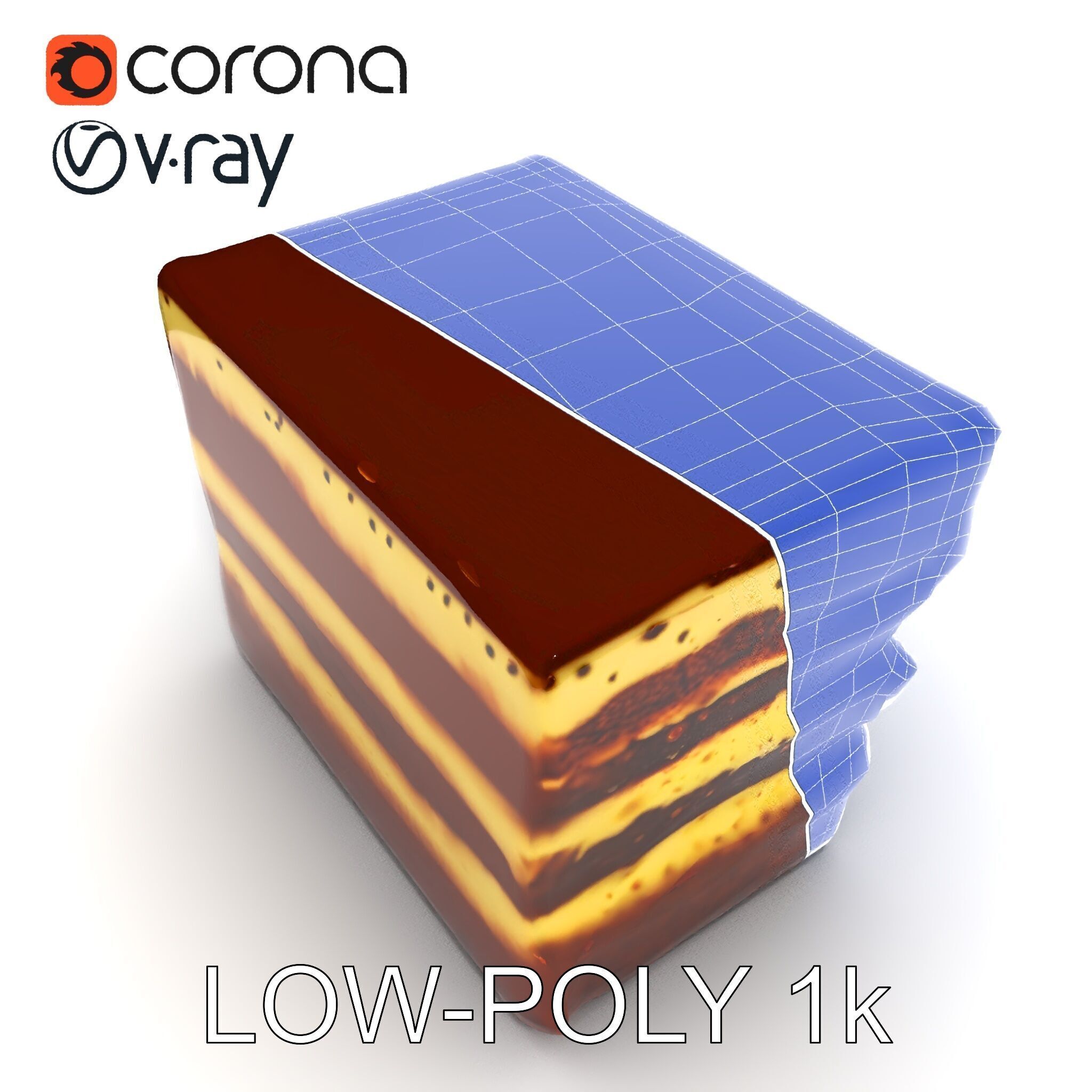Tiramisu Dessert Layered Cake model pack Low-poly 3D model_13