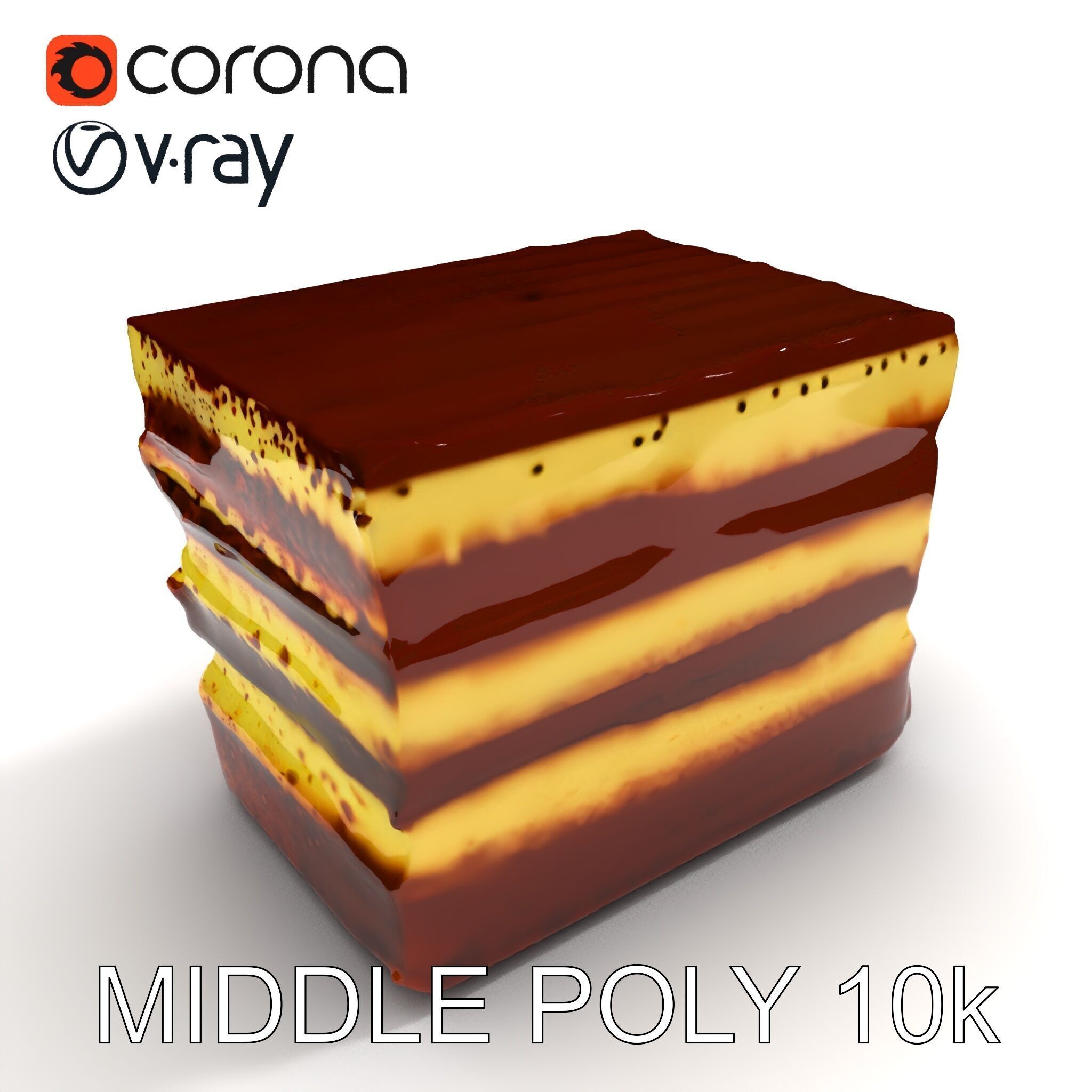 Tiramisu Dessert Layered Cake model pack Low-poly 3D model_7