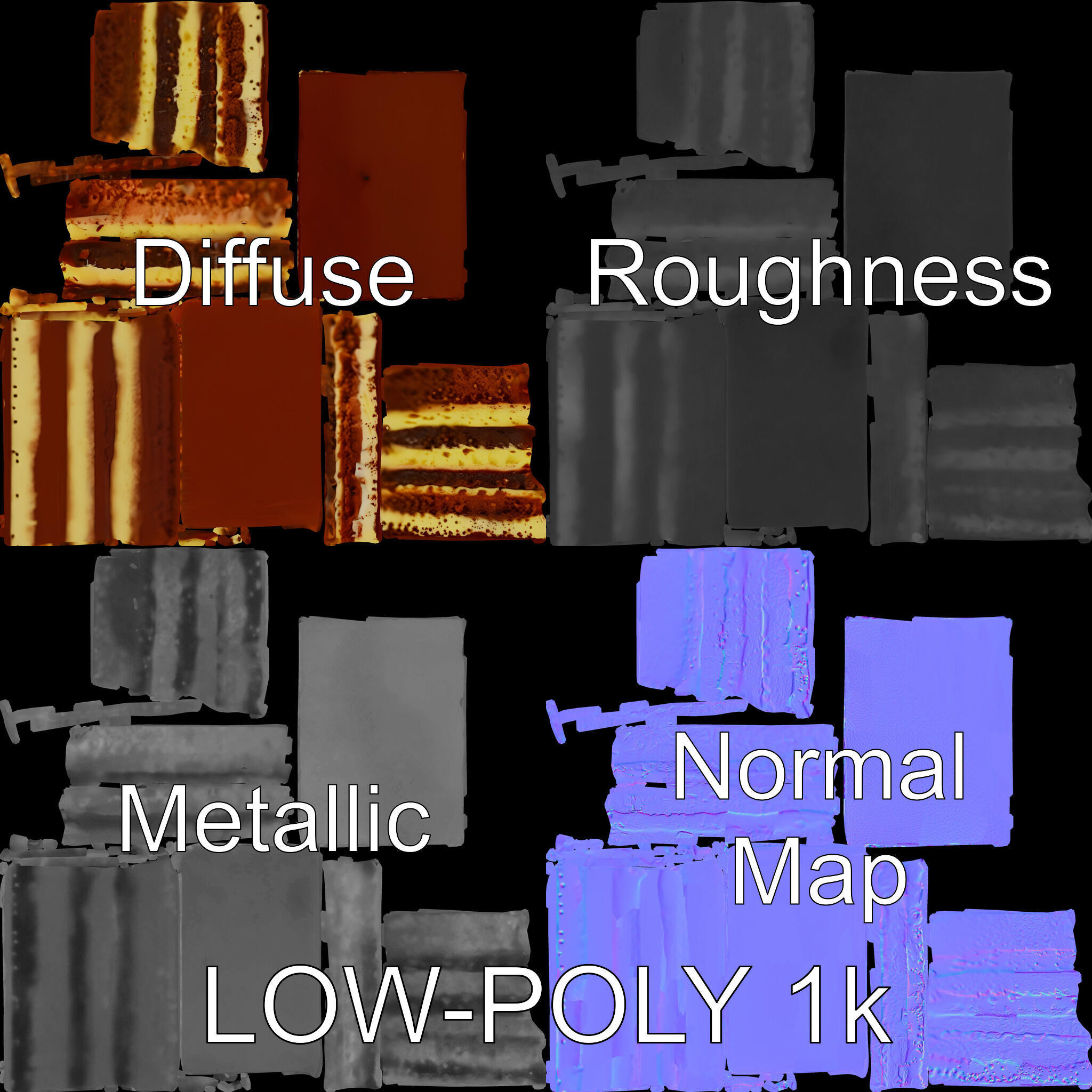 Tiramisu Dessert Layered Cake model pack Low-poly 3D model_29